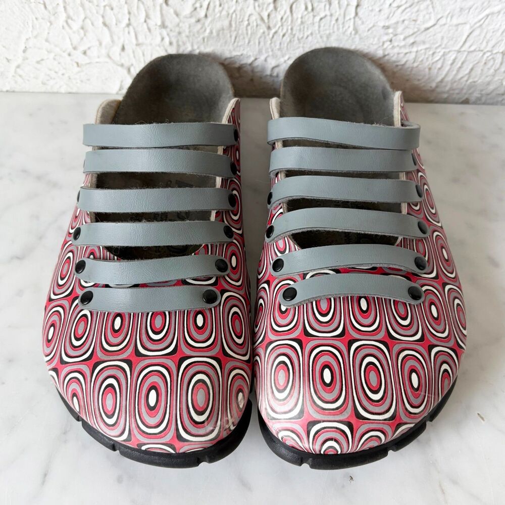Birkenstock Alpro Comfort Clogs EU 40 US 9 Pink Gray Mod Geometric Germany